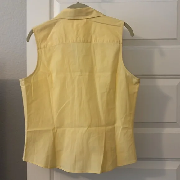 VTG Tommy Hilfiger Y2K butter Yellow Sleeveless Button Down Shirt SZ 14 preppy - Picture 2 of 12